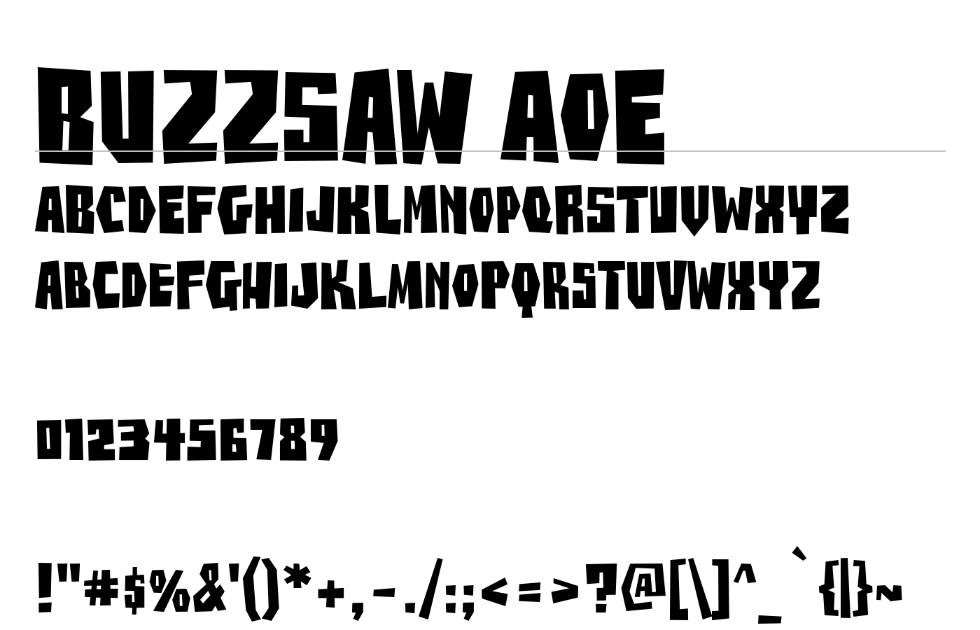 BuzzSaw AOE Font preview