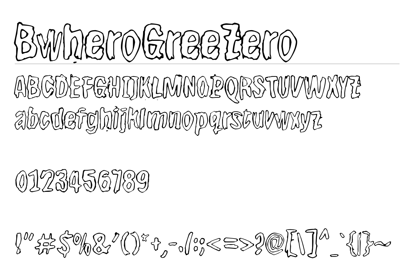 BwheroGreeZero Font preview