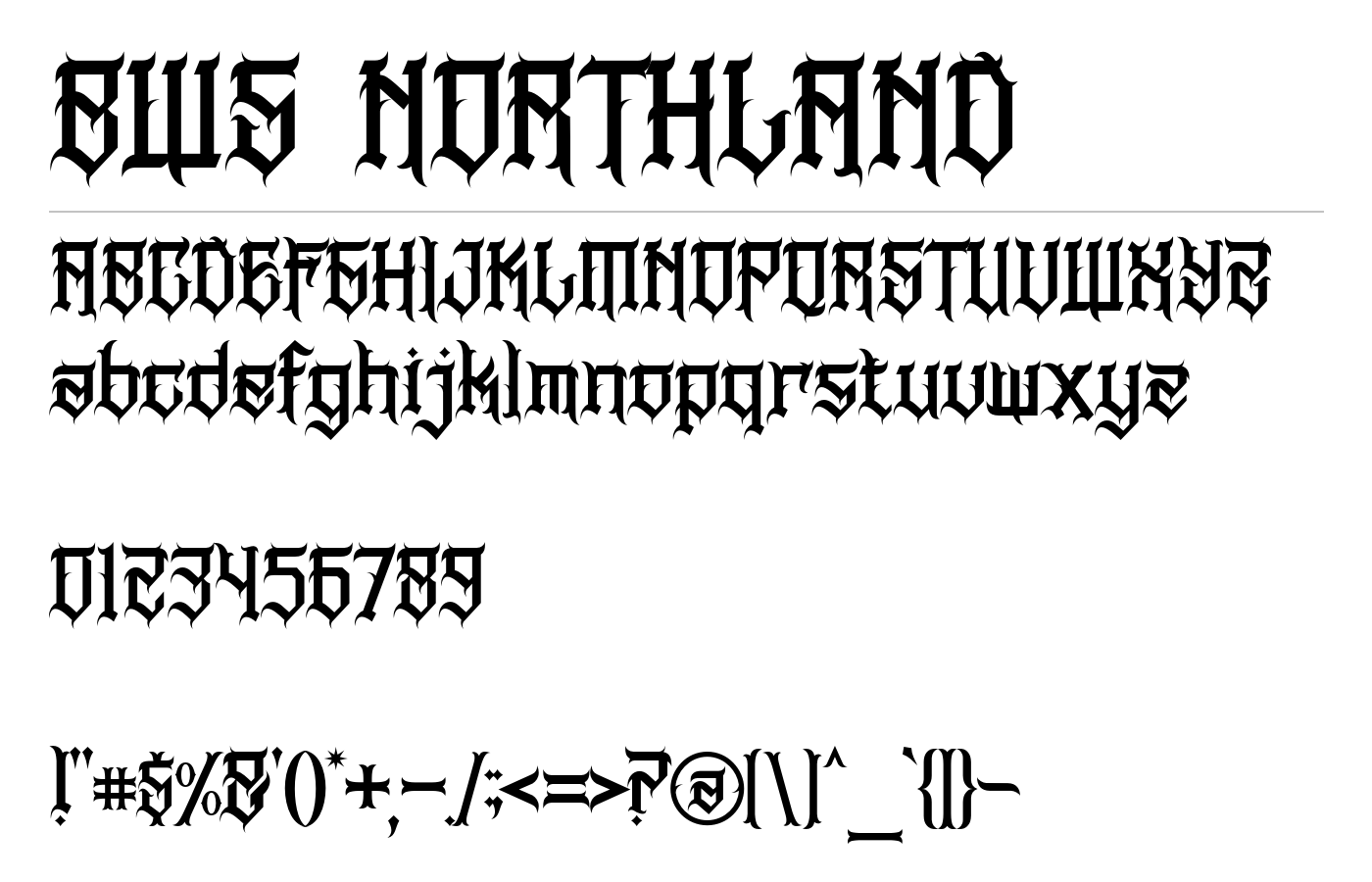 BWS NORTHLAND Font preview