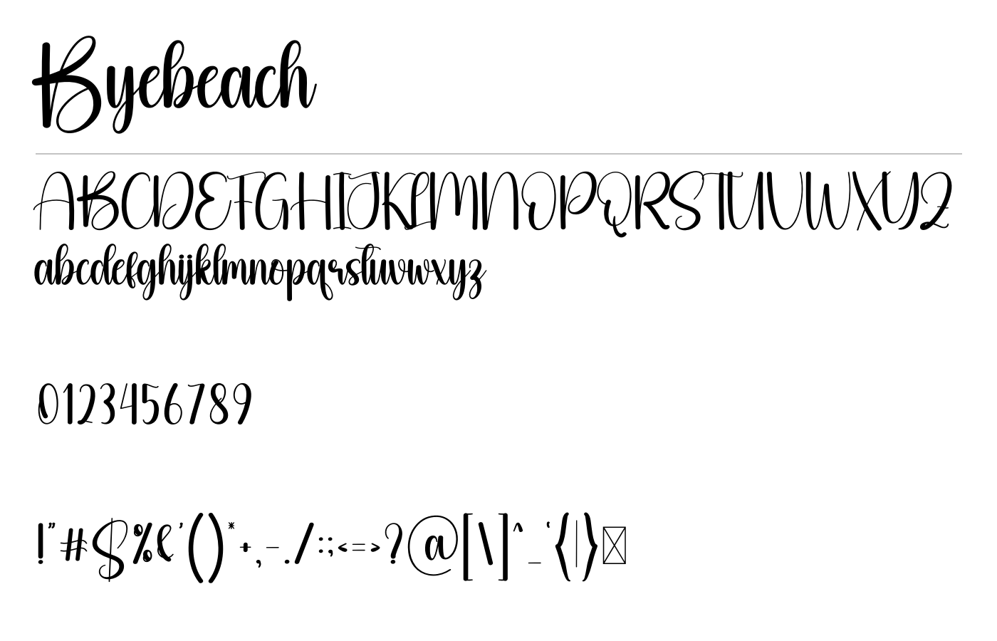 Byebeach Font preview
