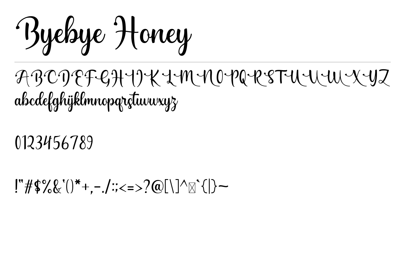 Byebye Honey Font preview