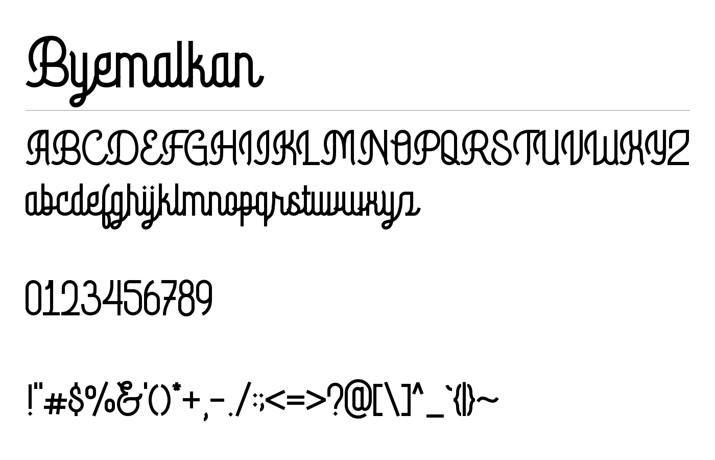 Byemalkan Font preview