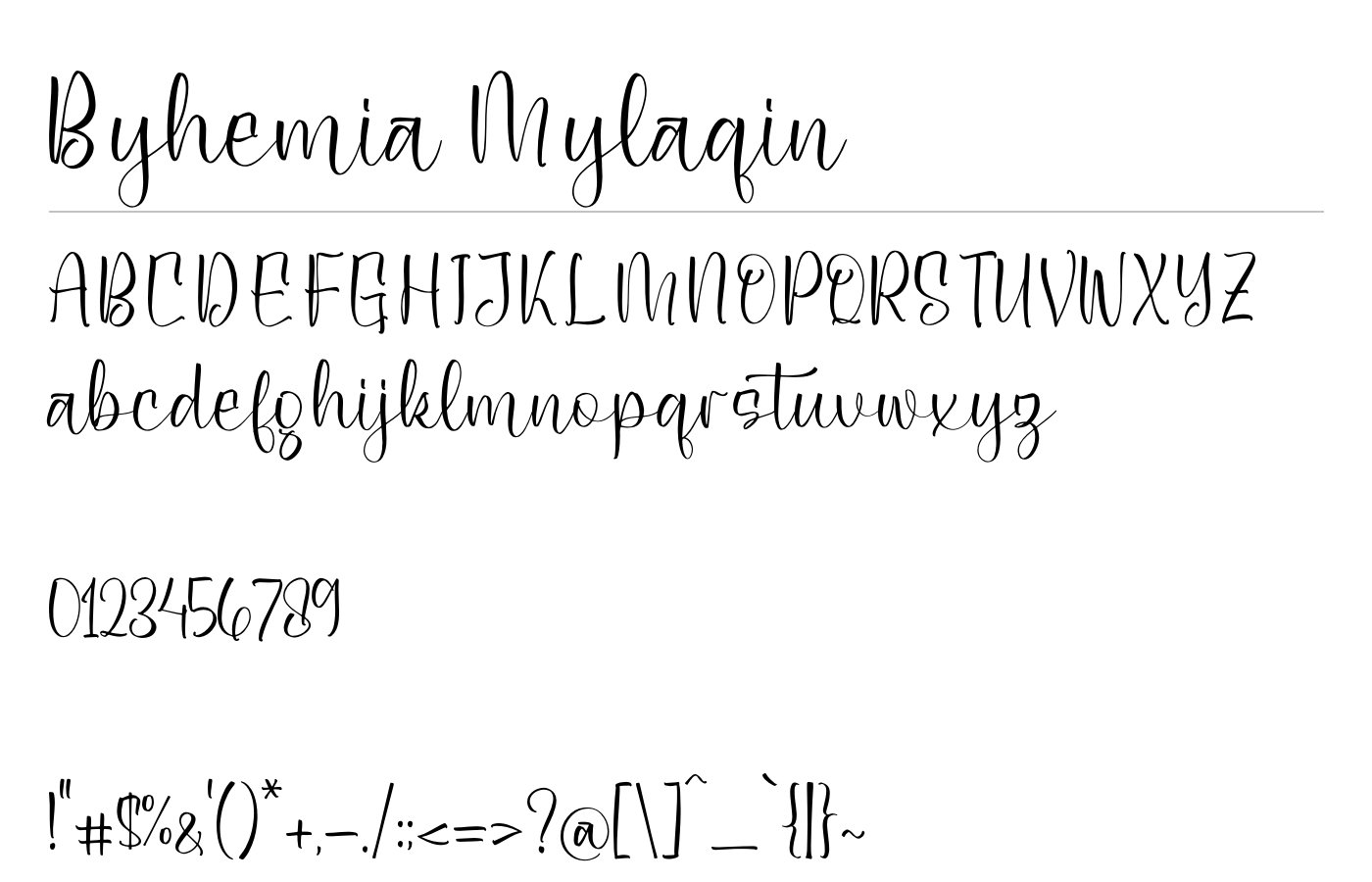 Byhemia Mylaqin Font preview
