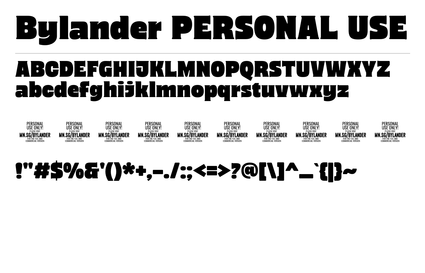 Bylander PERSONAL USE Font preview