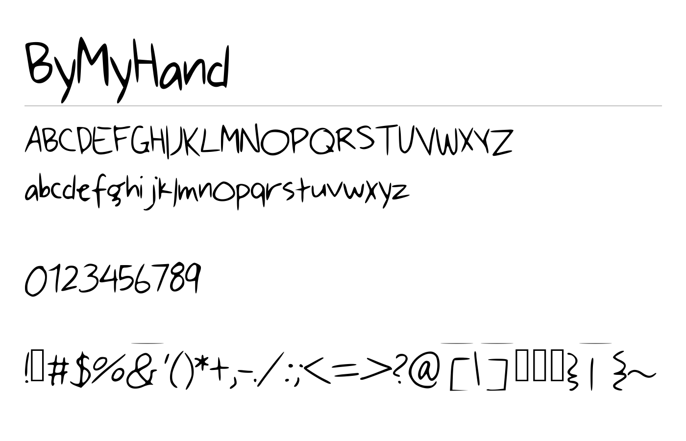 ByMyHand Font preview