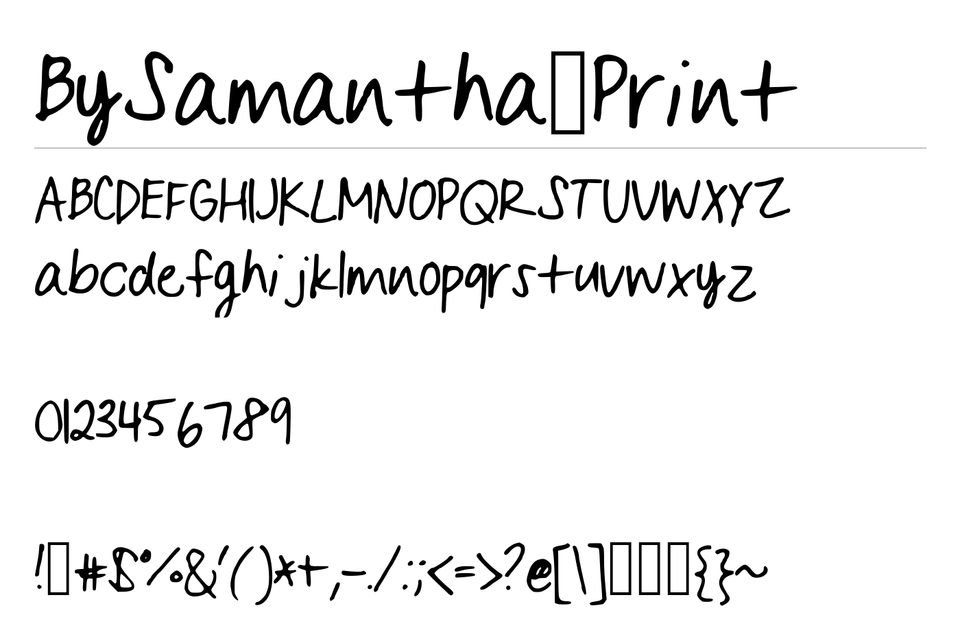 BySamantha_Print Font preview