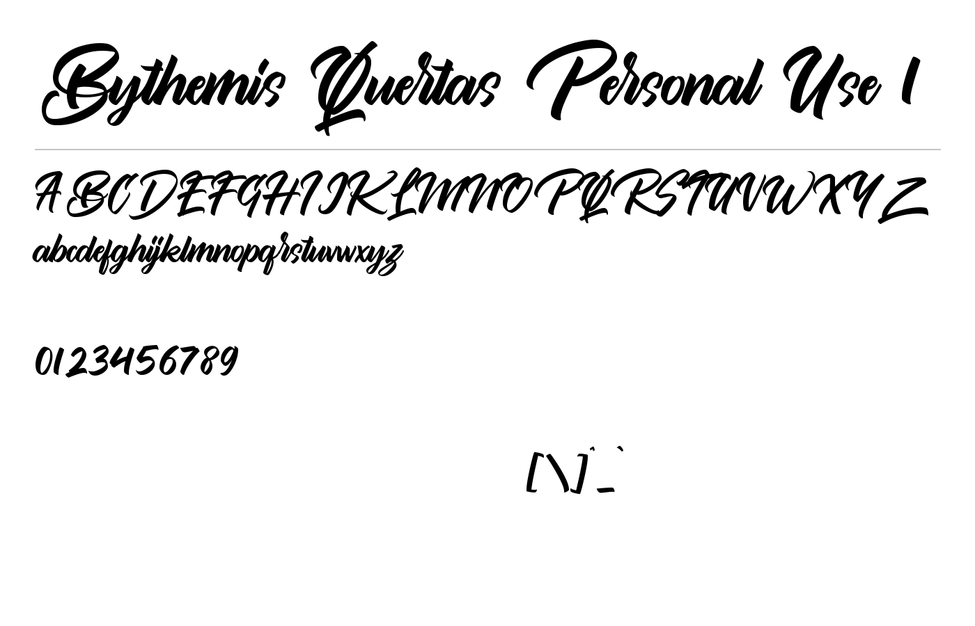 Bythemis Quertas Personal Use 1 Font preview
