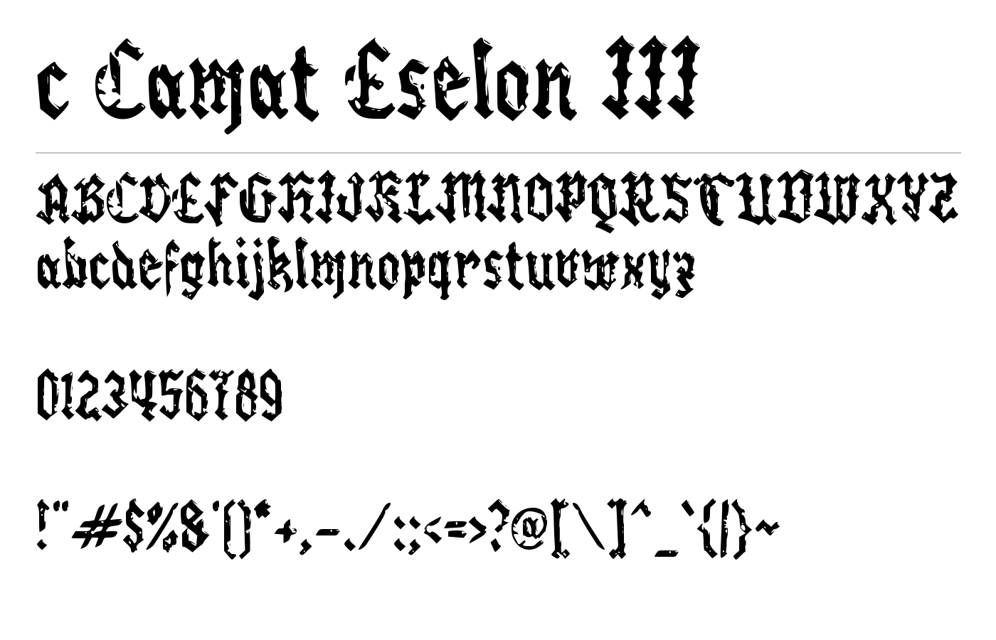 c Camat Eselon III Font preview