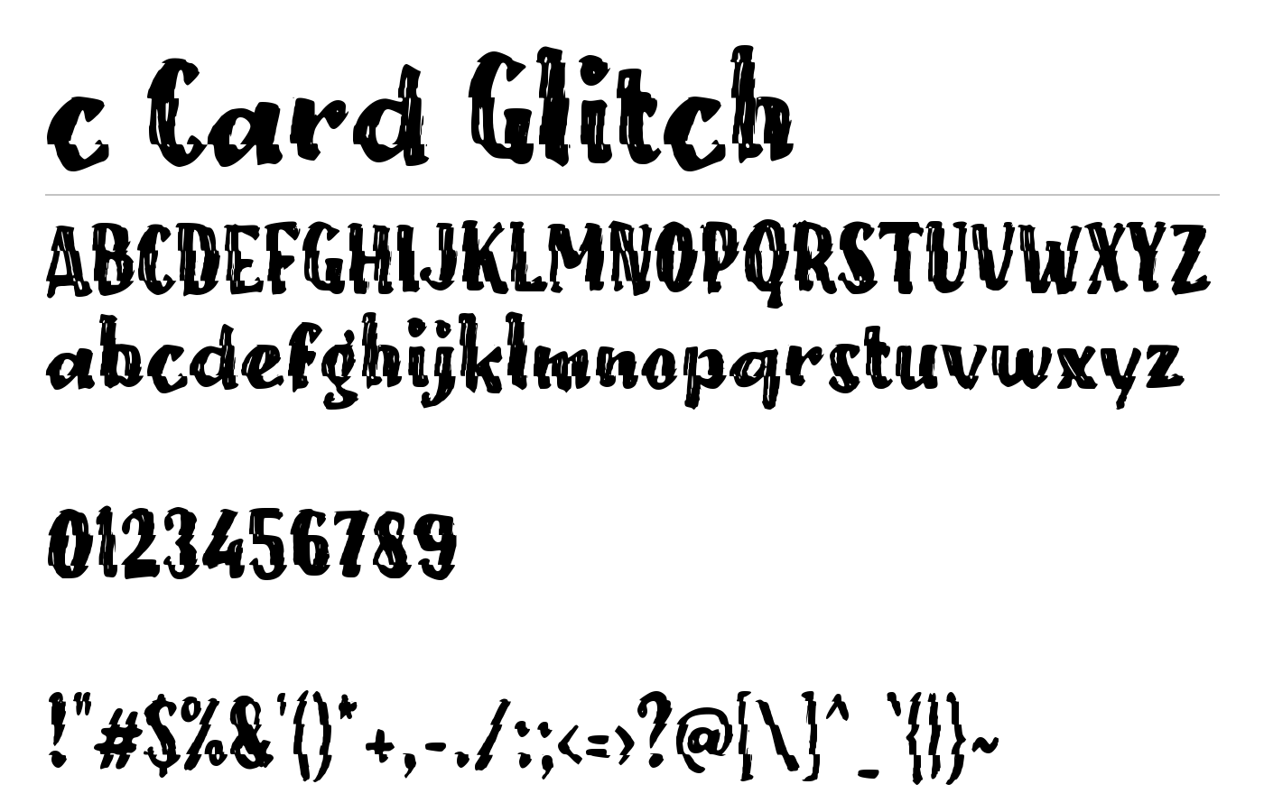 c Card Glitch Font preview