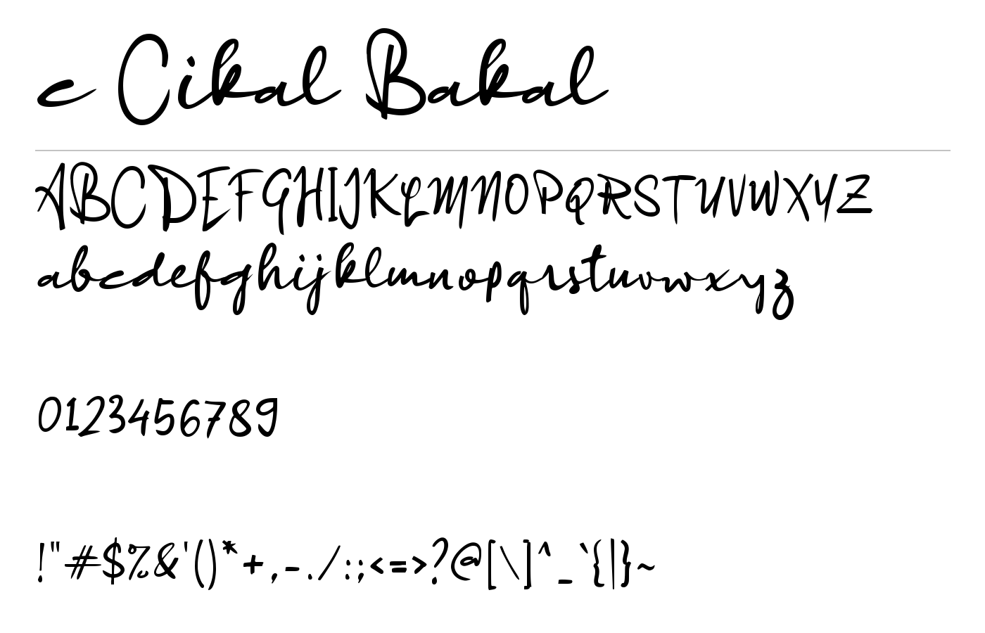 c Cikal Bakal Font preview