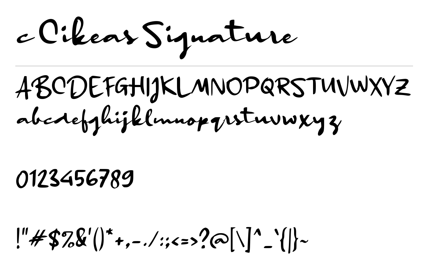 c Cikeas Signature Font preview