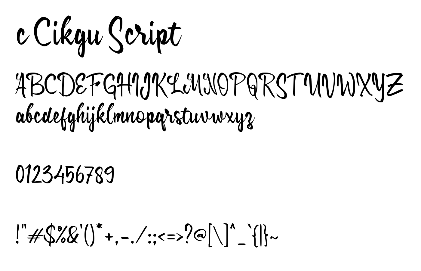 c Cikgu Script Font preview