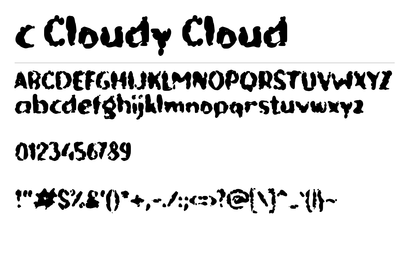 c Cloudy Cloud Font preview