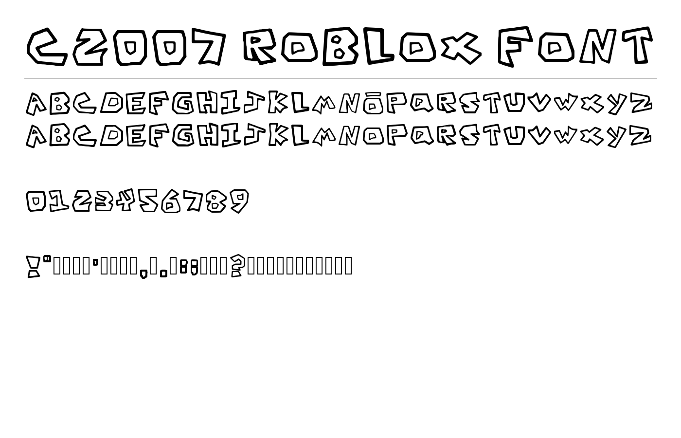 C2007 Roblox Font preview