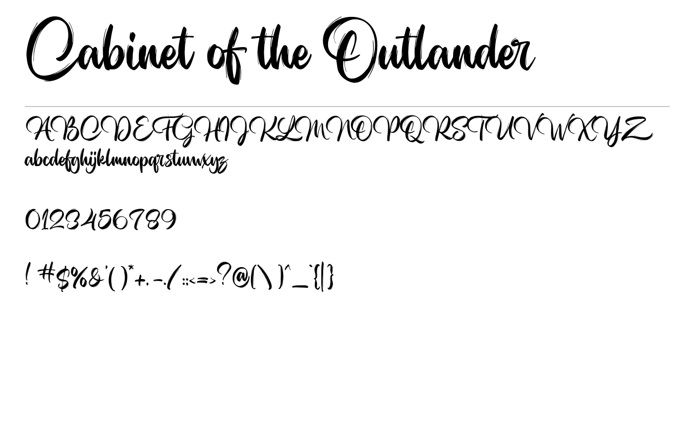 Cabinet of the Outlander Font preview