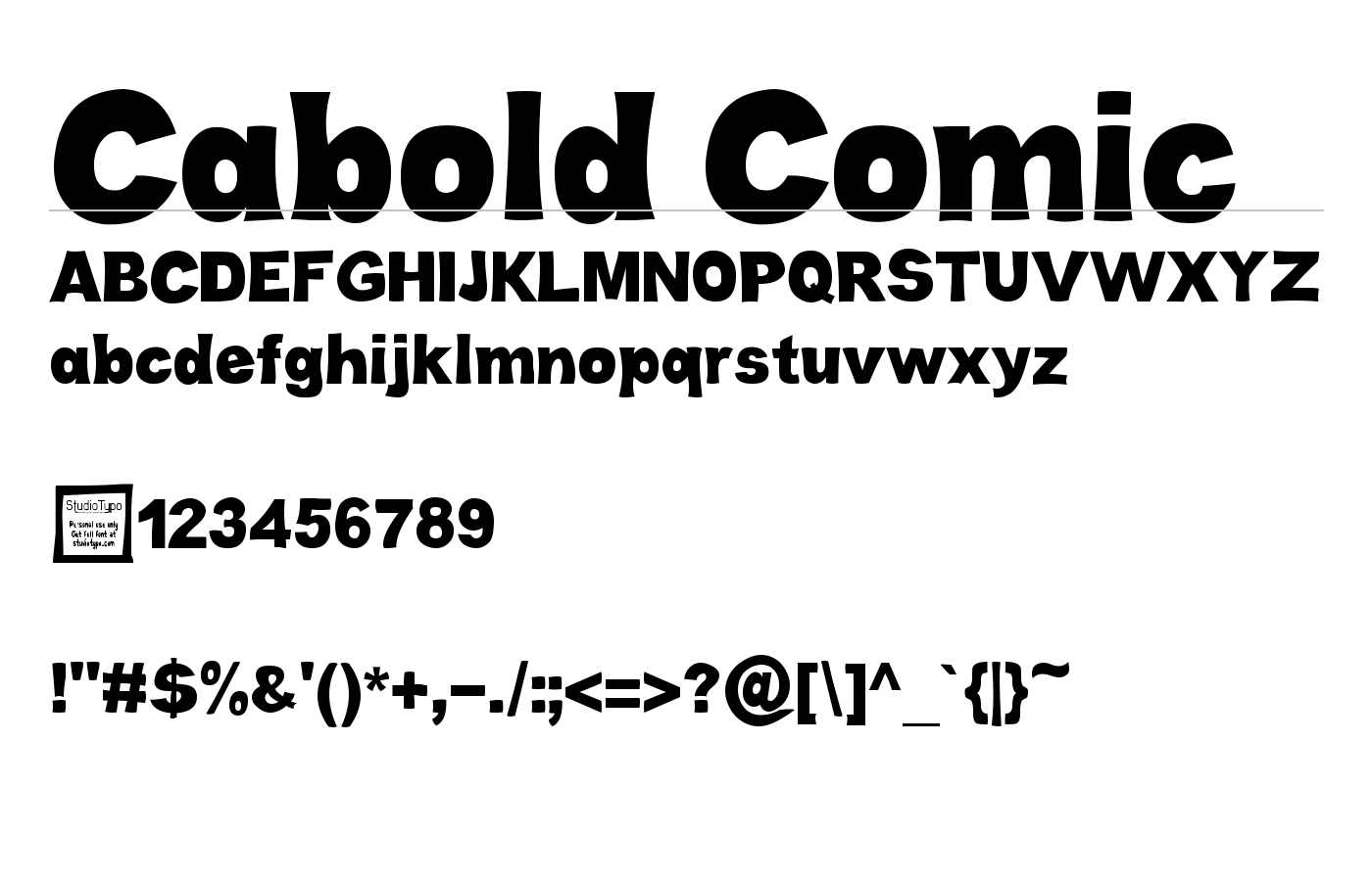 Cabold Comic Font preview