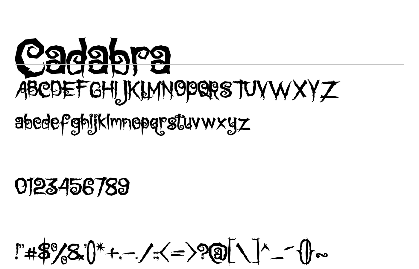 Cadabra Font preview