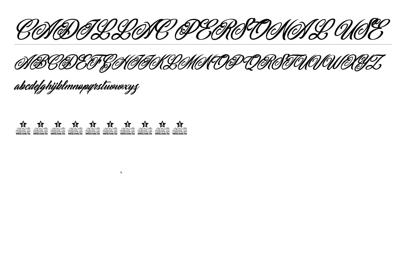CADILLAC PERSONAL USE Font preview
