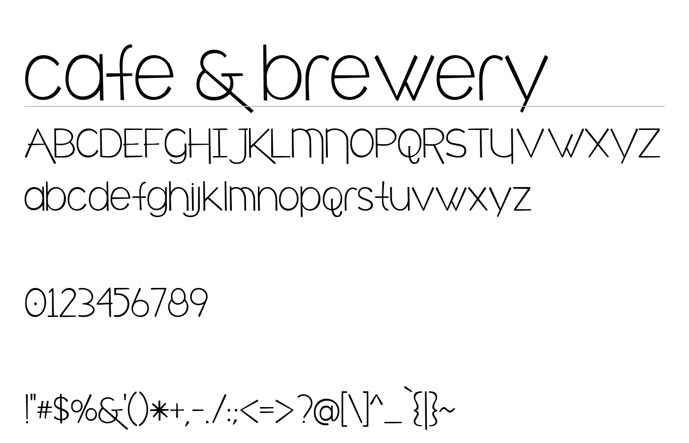 cafe & brewery Font preview