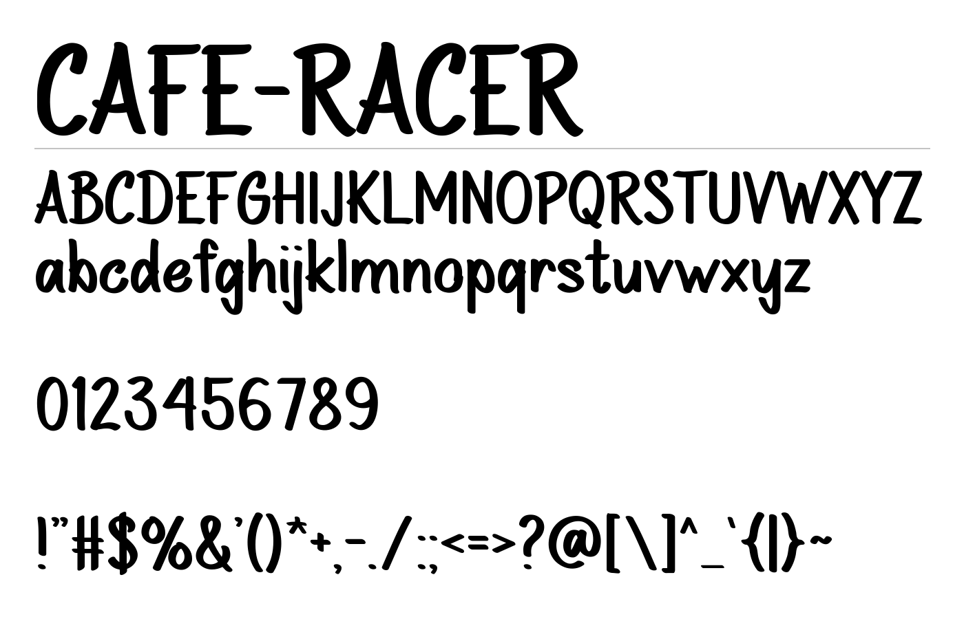 CAFE-RACER Font preview