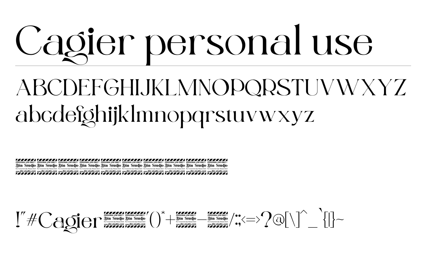 Cagier personal use Font preview