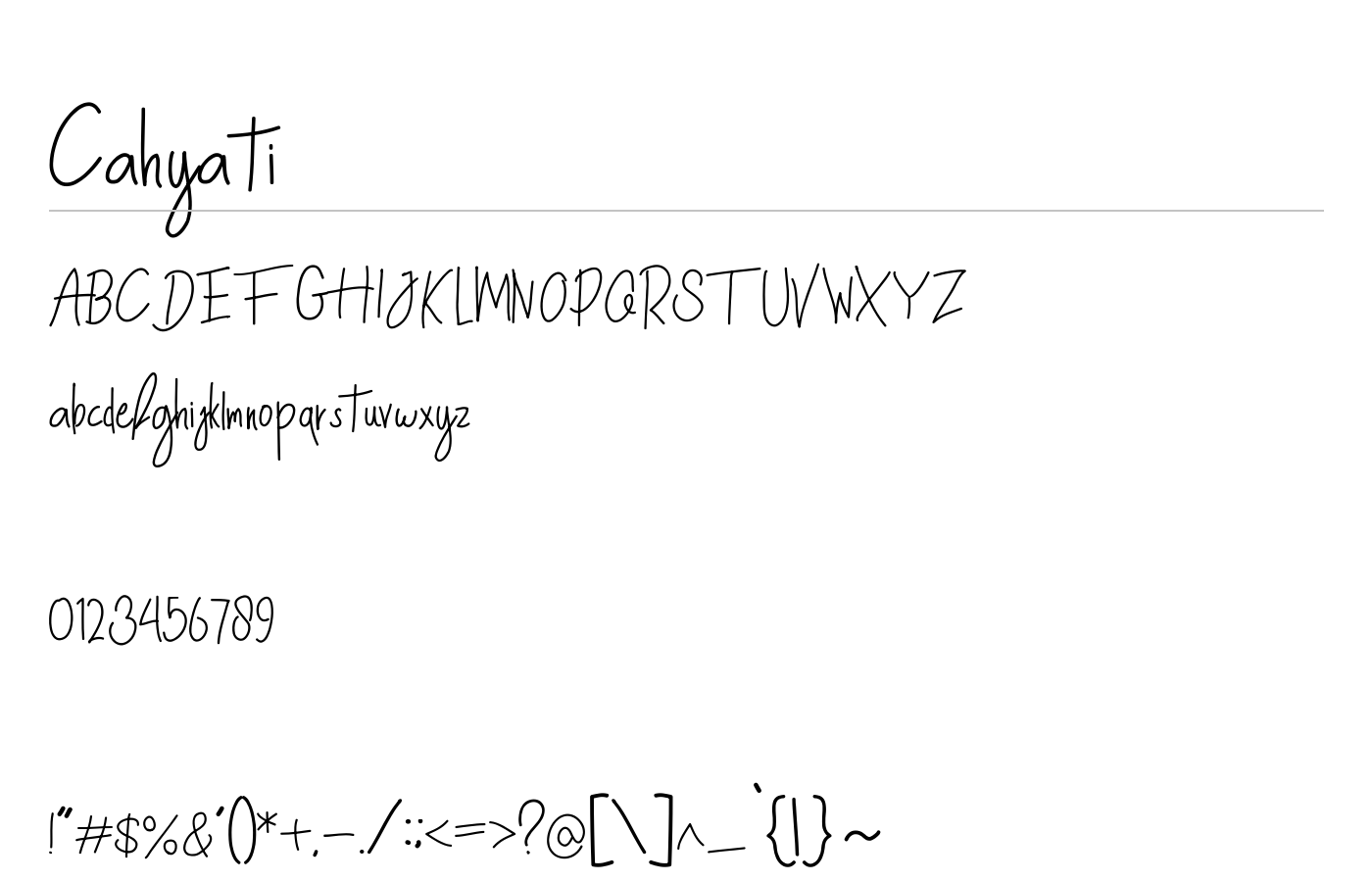 Cahyati Font preview