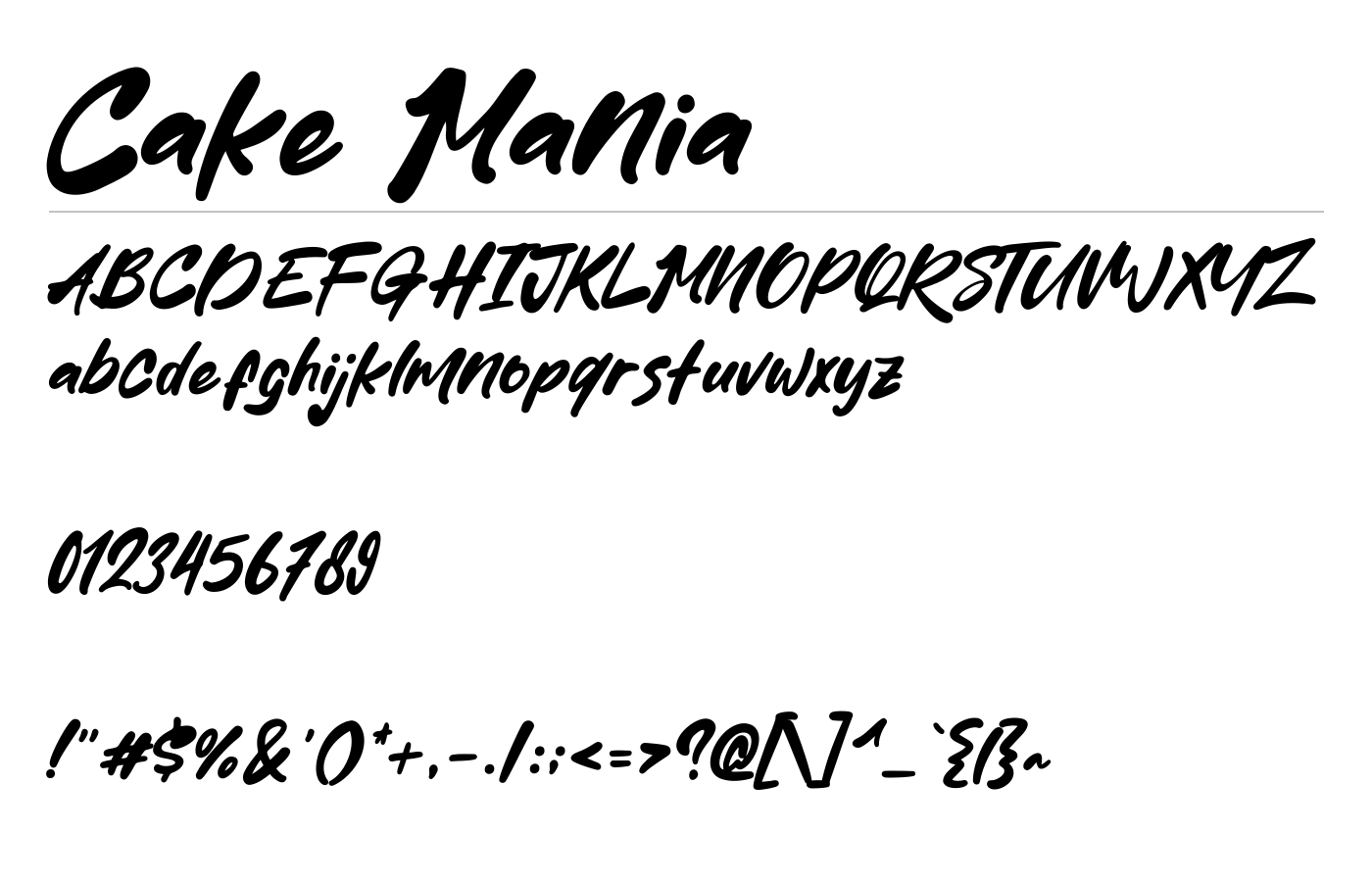 Cake Mania Font preview