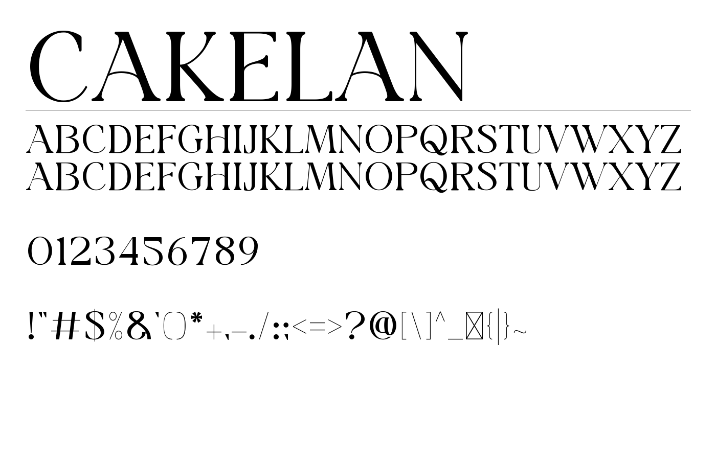 CAKELAN Font preview