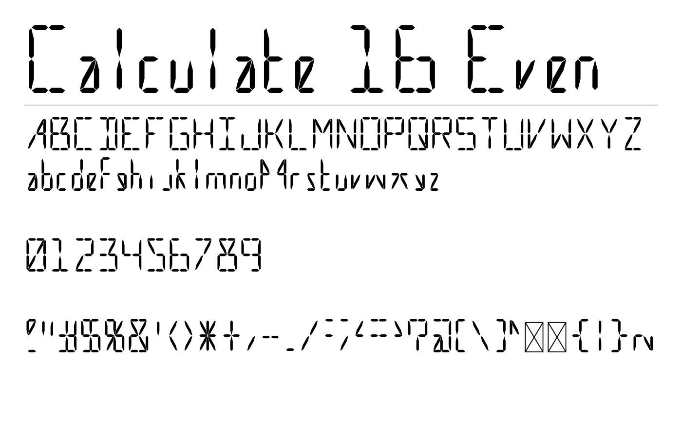 Calculate 16 Font preview