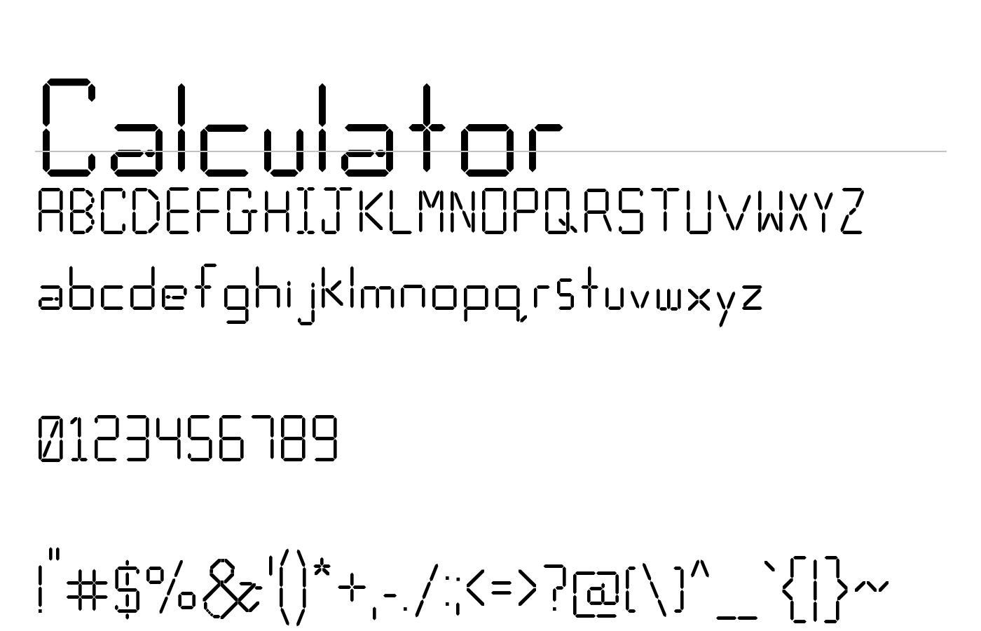 Calculator Font preview