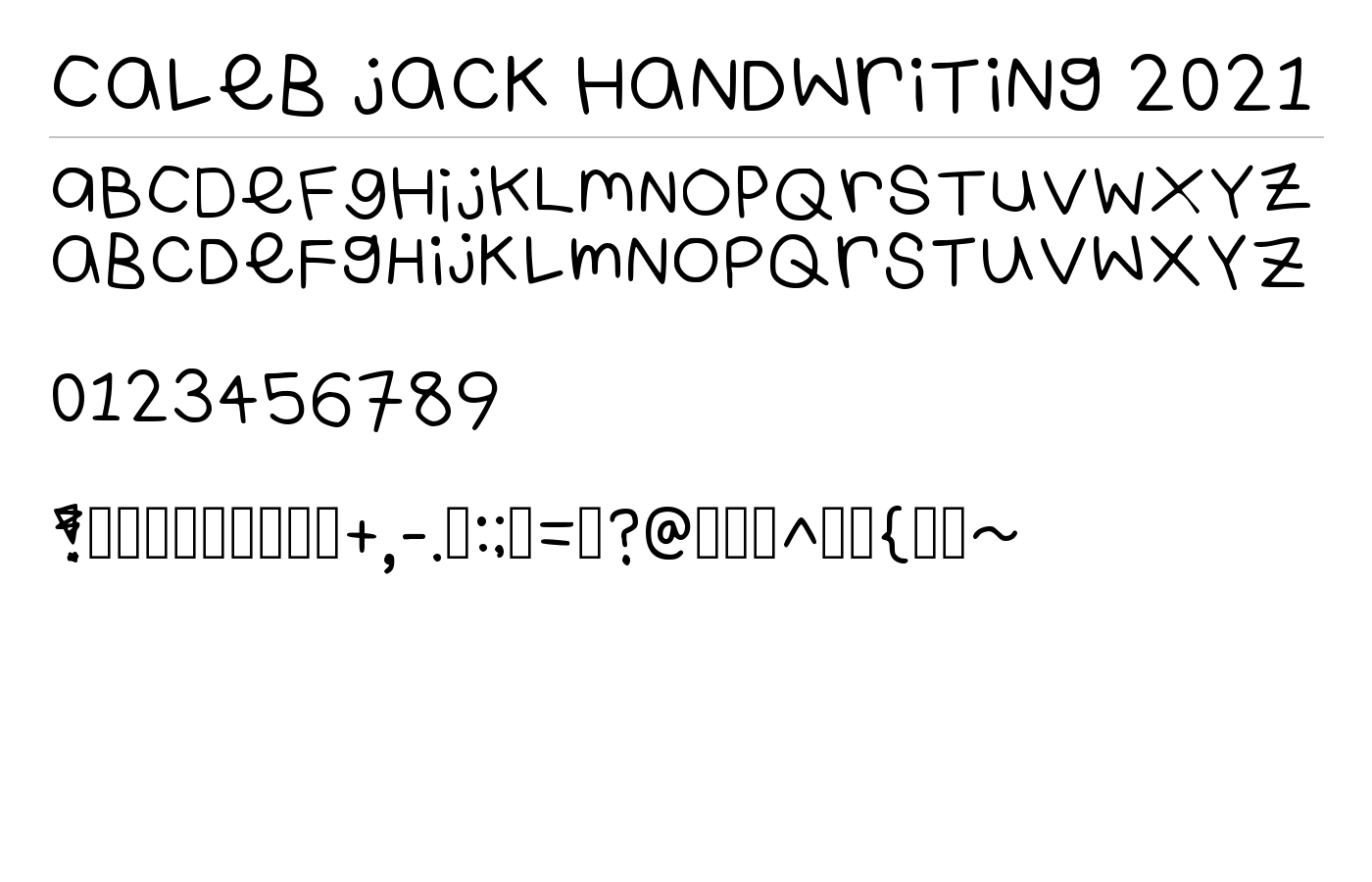Caleb Jack Handwriting 2021 Font preview