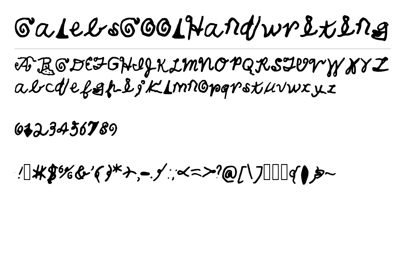 CalebsCoolHandwriting Font preview