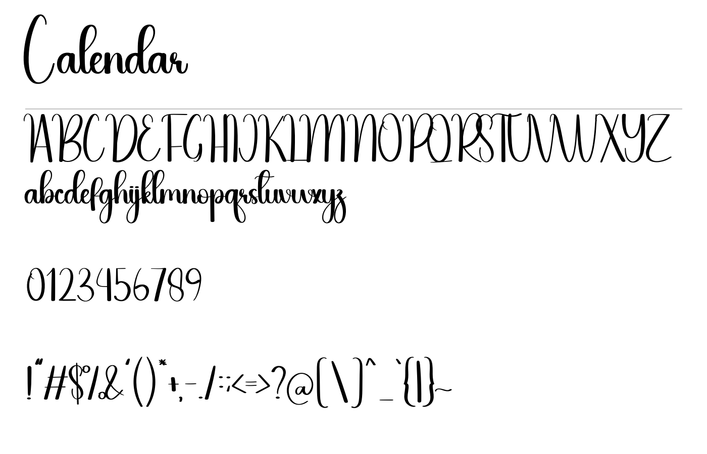 Calendar Font preview