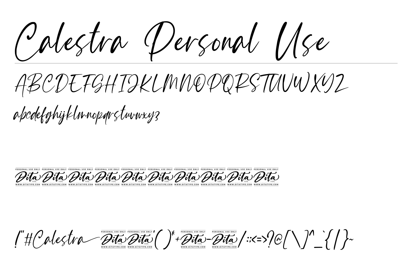 Calestra Personal Use Font preview