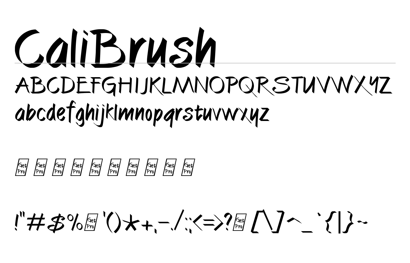 CaliBrush Font preview