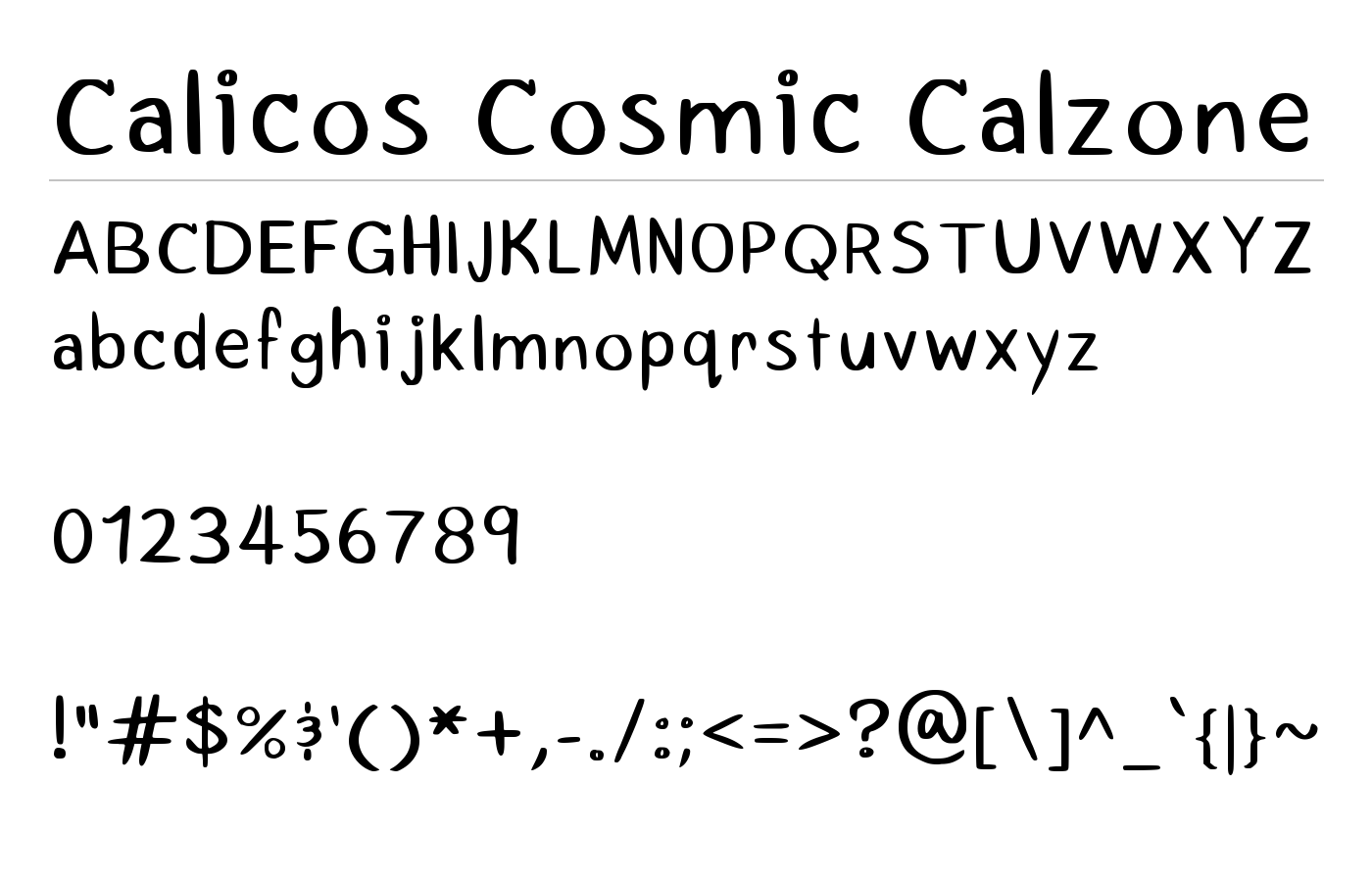 Calicos Cosmic Calzone Font preview