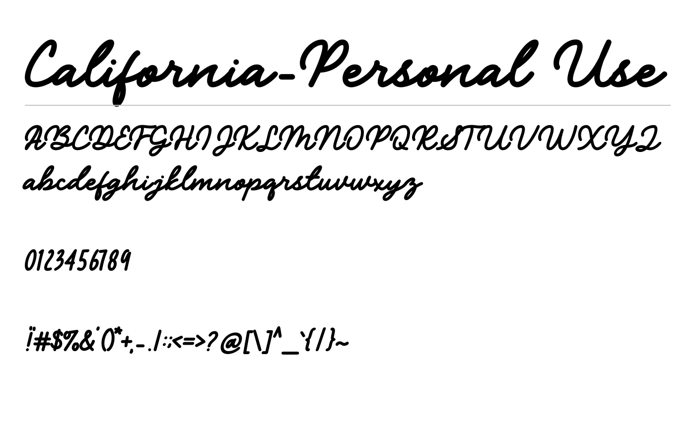 California-Personal Use Font preview
