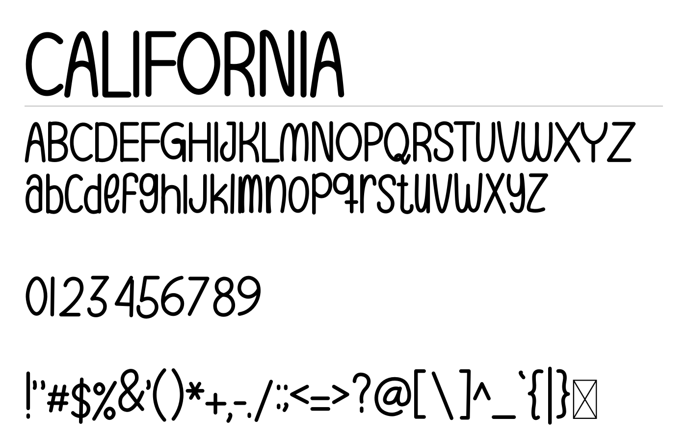 CALIFORNIA Font preview