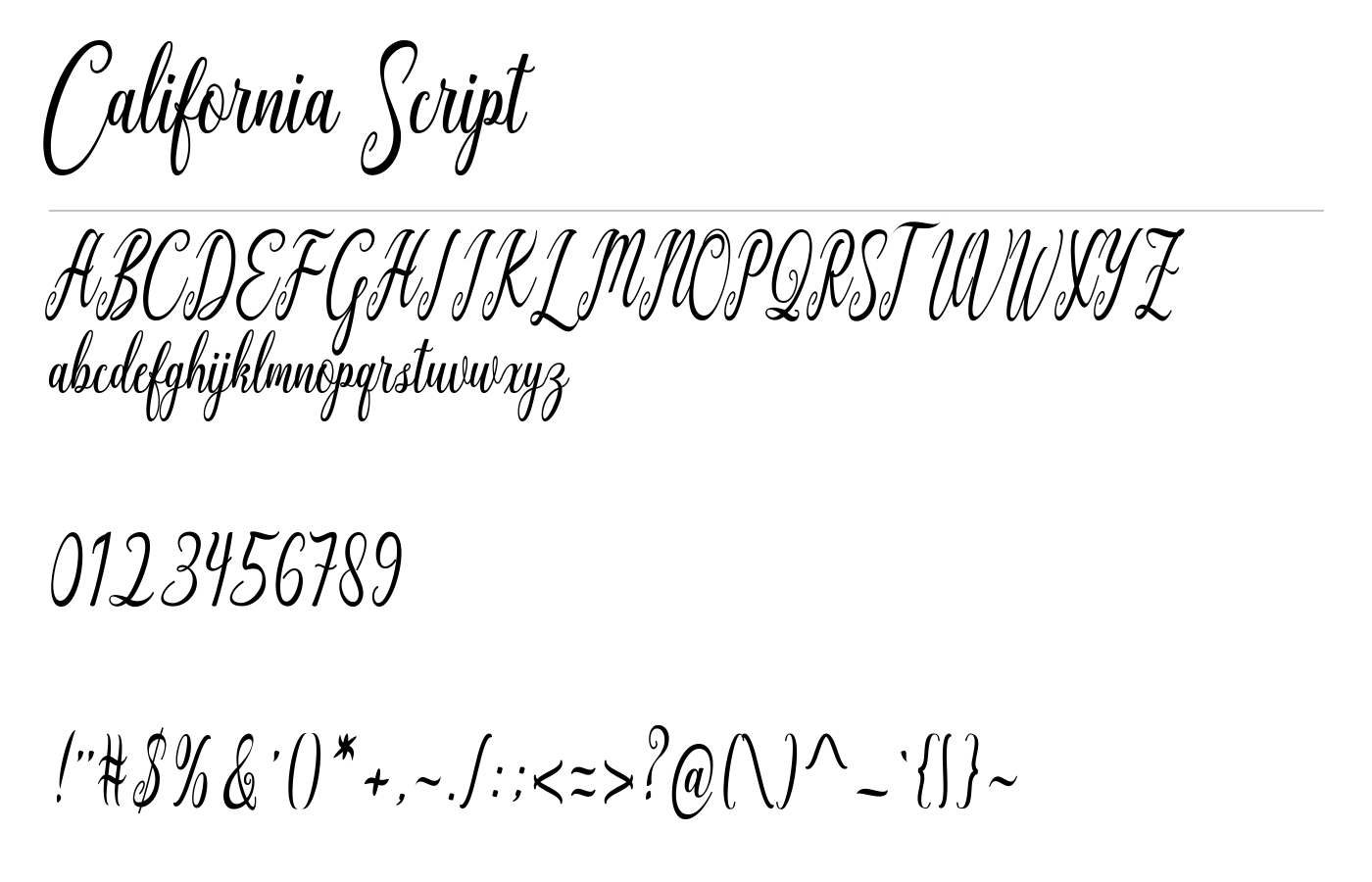 California Script Font preview