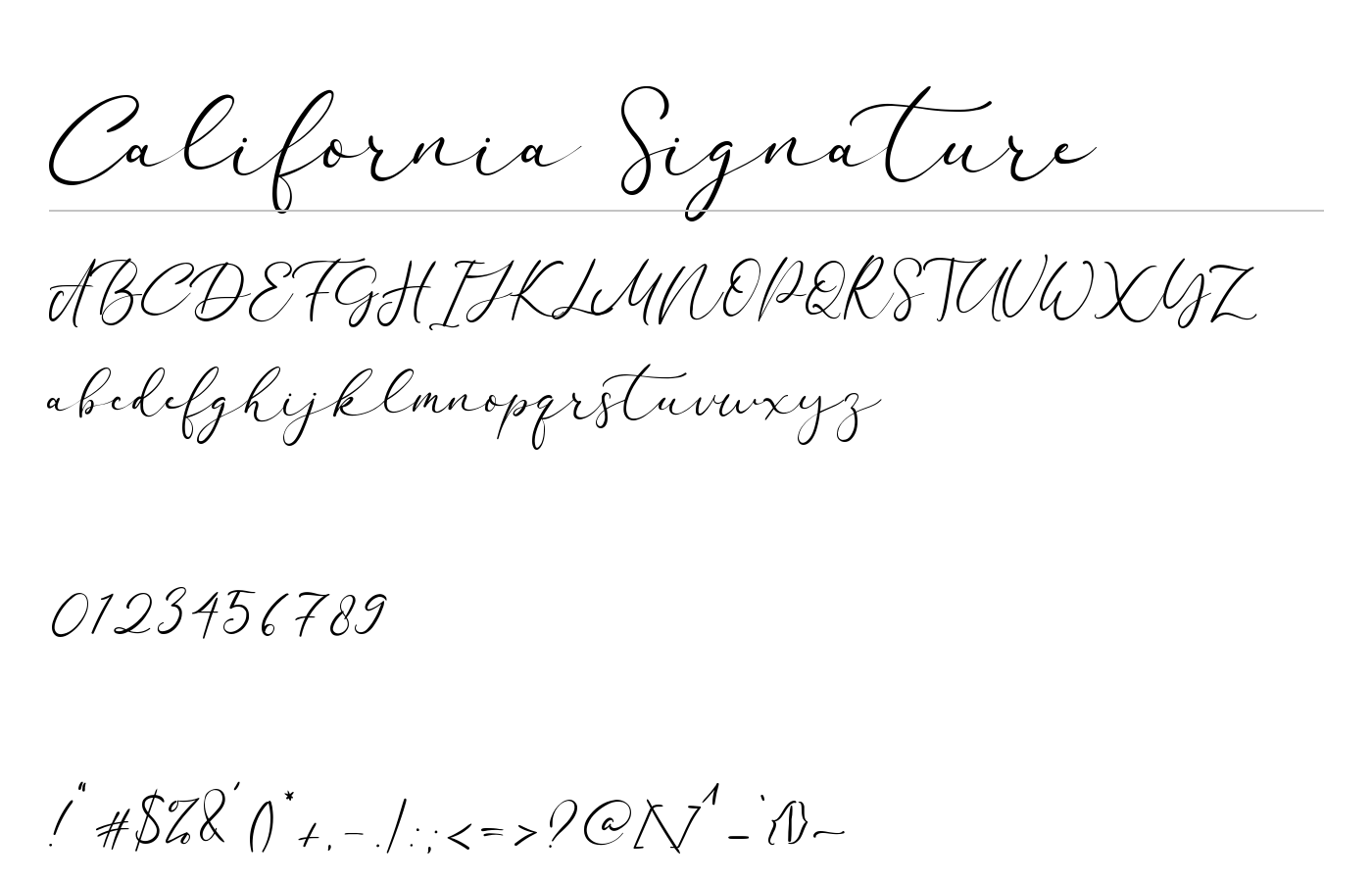 California Signature Font preview