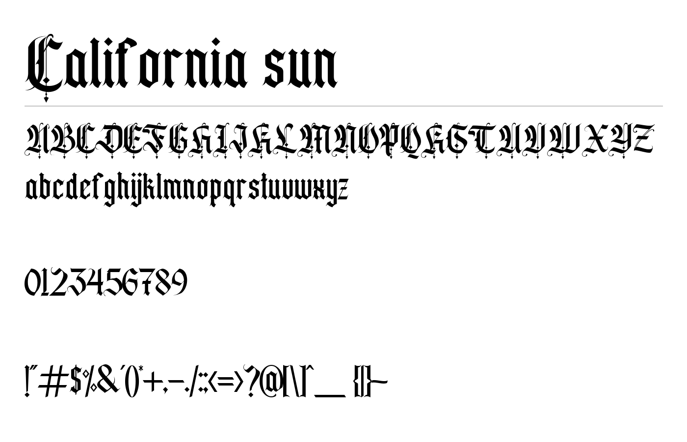 California sun Font preview