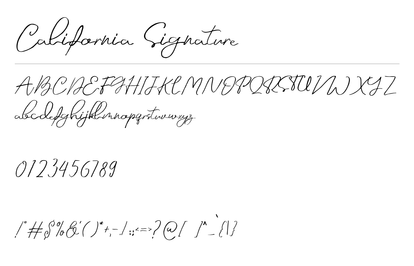 California Signature Font preview