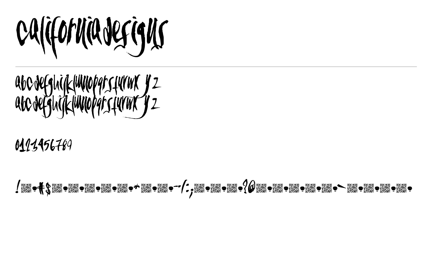 CaliforniaDesigns Font preview