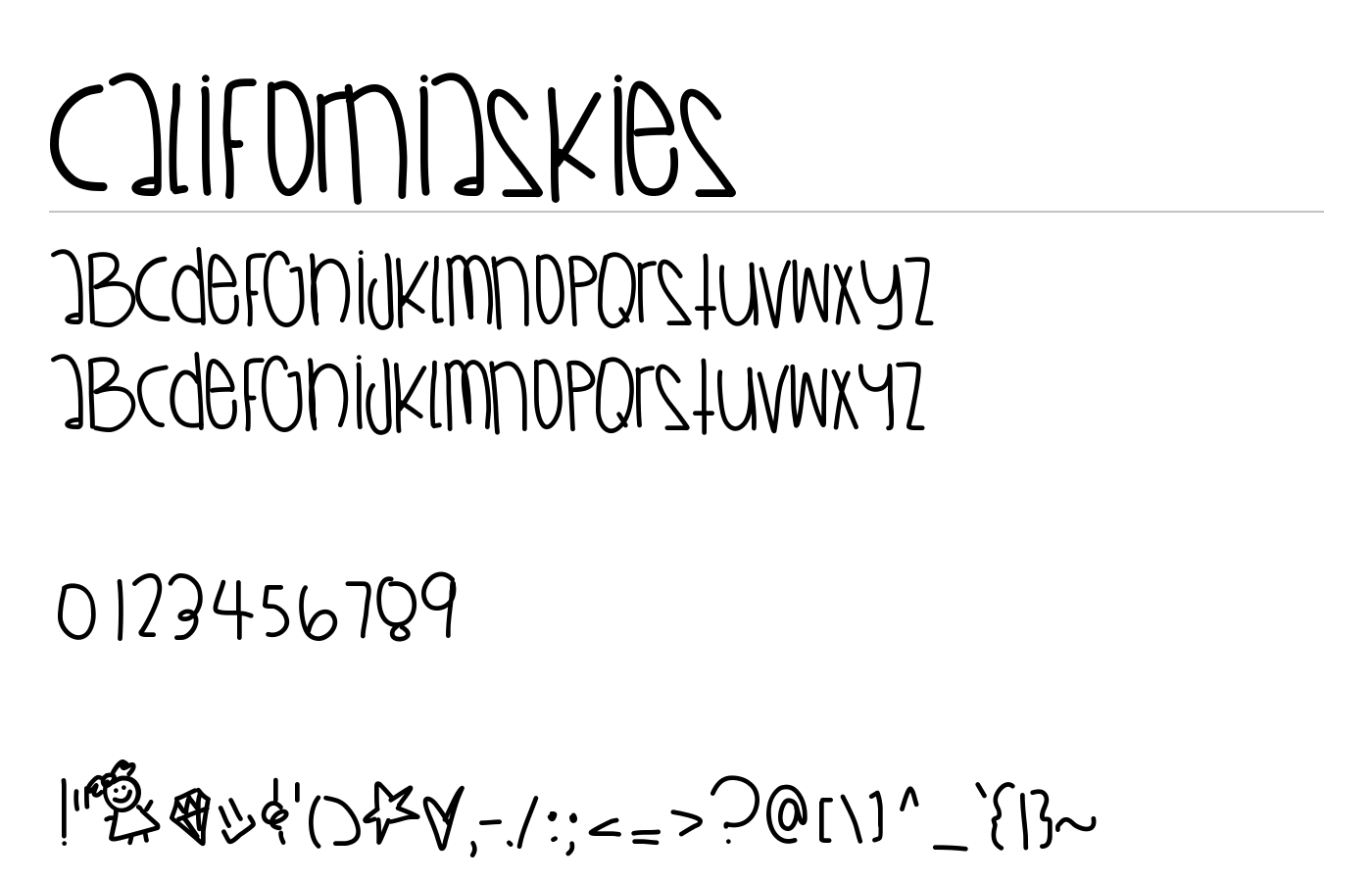 CaliforniaSkies Font preview