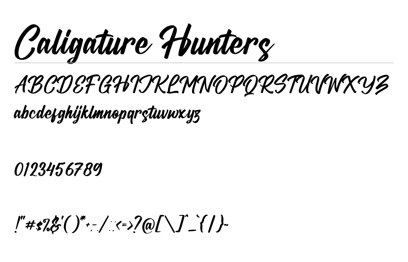 Caligature Hunters Font preview