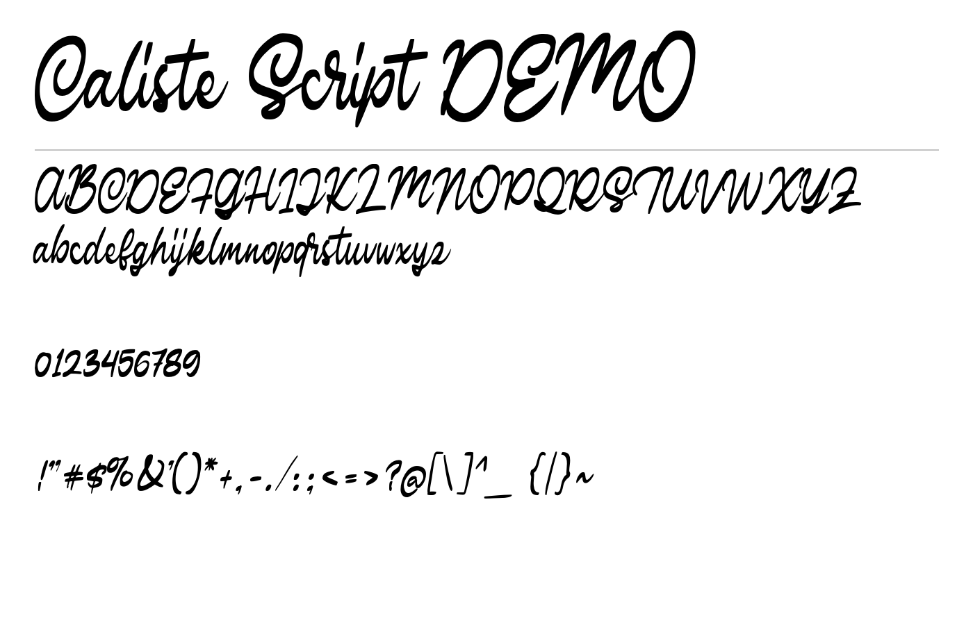 Caliste Script DEMO Font preview