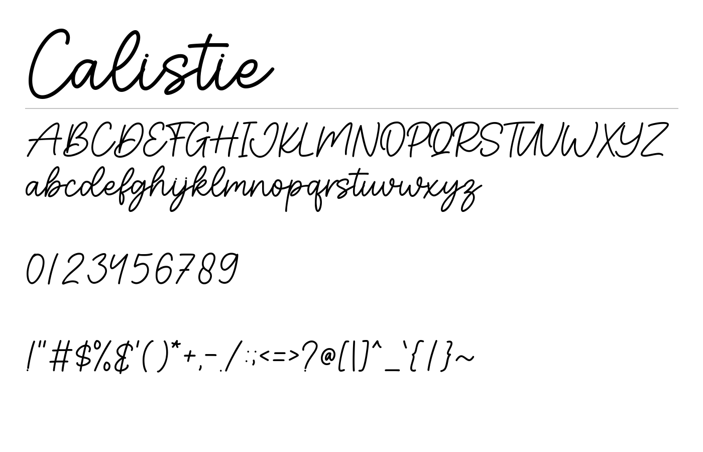 Calistie Font preview