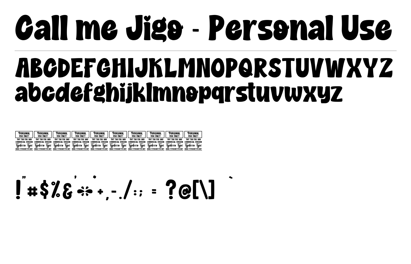 Call me Jigo - Personal Use Font preview