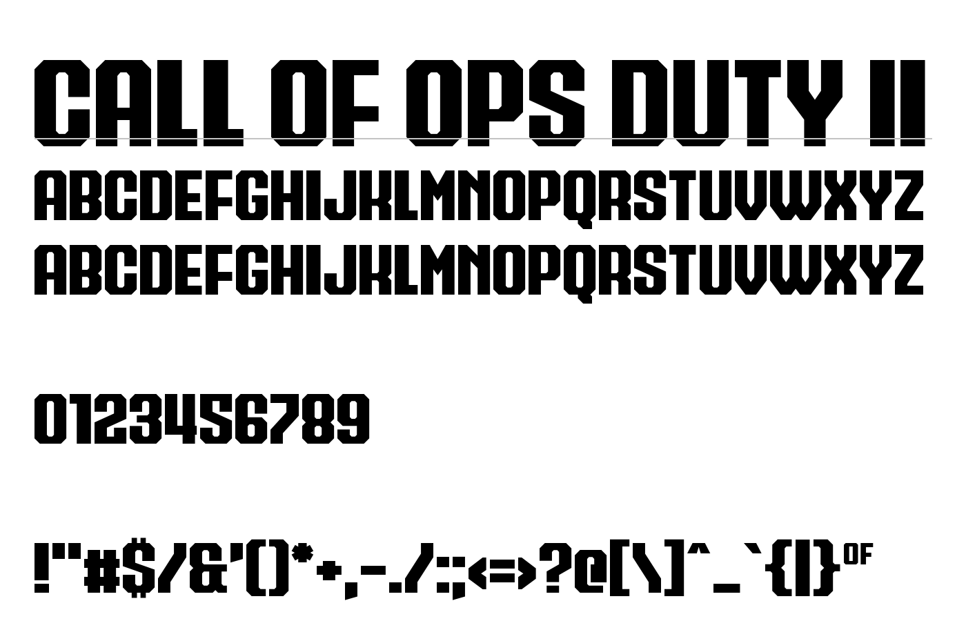 Call of Ops Duty II Font preview