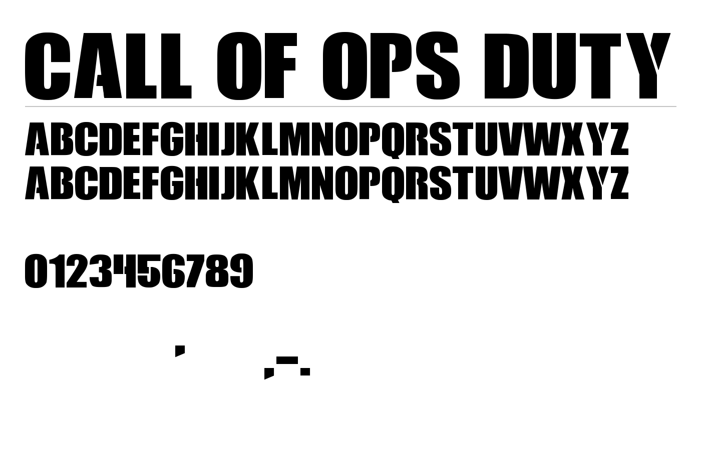 Call Of Ops Duty Font preview